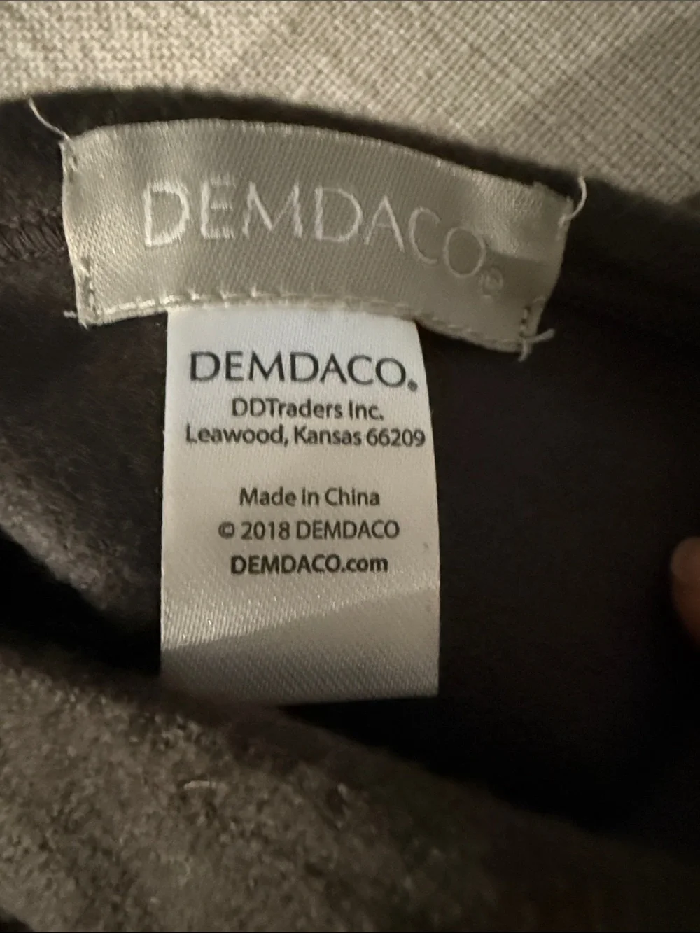 Demdaco charcoal Gray & White Patterned Tassel Scarf with opening to pull thru